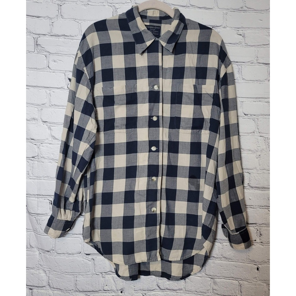 Abercrombie & Fitch Country Clothes Navy Buffalo Check Cotton Shirt Womens‎ M
